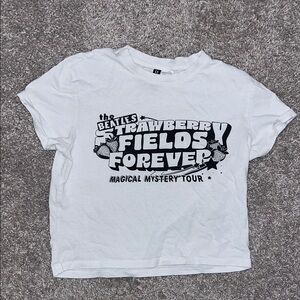 White Beatles Graphic T-Shirt with Black Print